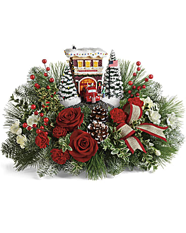 Thomas Kinkade's Festive Fire Station Bouquet