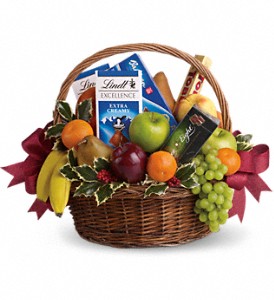 Fruits and Sweets Christmas Basket in Sewell NJ, Lamp Light Florist And Gift
