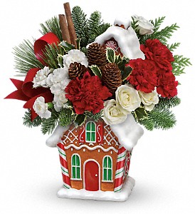 Teleflora's Gingerbread Cookie Jar Bouquet in Sewell NJ, Lamp Light Florist And Gift