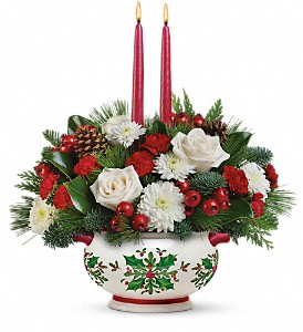 Teleflora's Holly Days Centerpiece in Sewell NJ, Lamp Light Florist And Gift