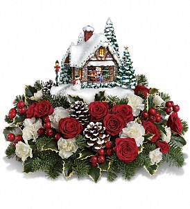 Thomas Kinkade's A Kiss For Santa by Teleflora in Sewell NJ, Lamp Light Florist And Gift