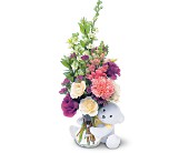 Teleflora's Bear Hug Bear with White Roses in Sewell NJ, Lamp Light Florist And Gift