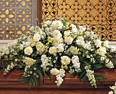 Pure White Casket Spray in Sewell NJ, Lamp Light Florist And Gift