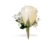 White Rose and Baby's Breath Boutonniere in Sewell NJ, Lamp Light Florist And Gift