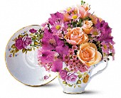 Lamp Light Florist And Gift, Sewell, New Jersey - Pink Roses Teacup Bouquet, picture